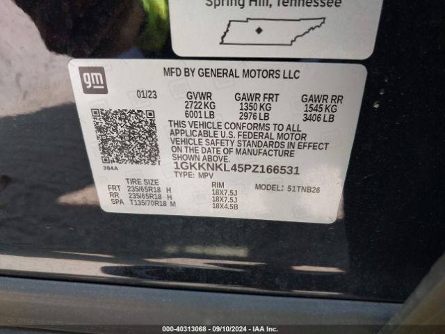 1GKKNKL45PZ166531 GMC Acadia Fwd Sle