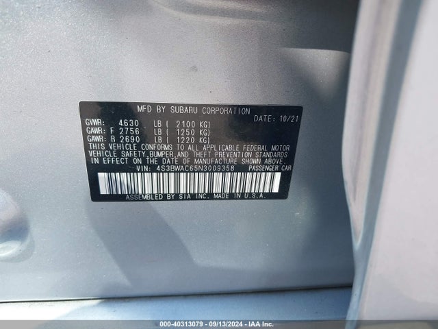 4S3BWAC65N3009358 Subaru Legacy Premium