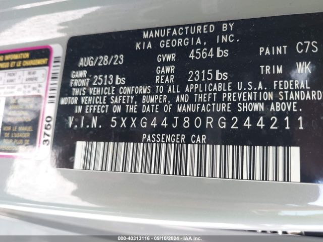 5XXG44J80RG244211 KIA K5 Gt