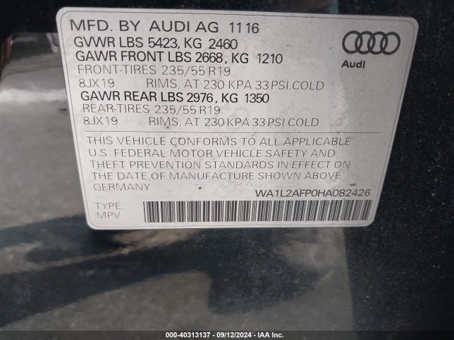 WA1L2AFP0HA082426 Audi Q5 2.0t Premium