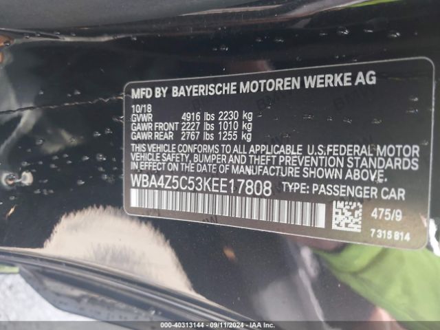 WBA4Z5C53KEE17808 BMW 440I