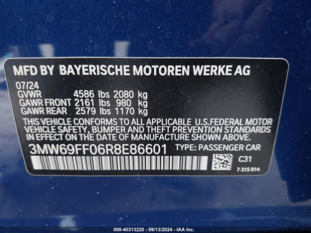 3MW69FF06R8E86601 BMW 3 Series 330i
