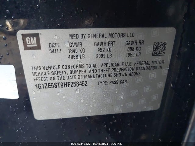 Chevrolet MALIBU 1LT 2017 1G1ZE5ST9HF258452 Image 9