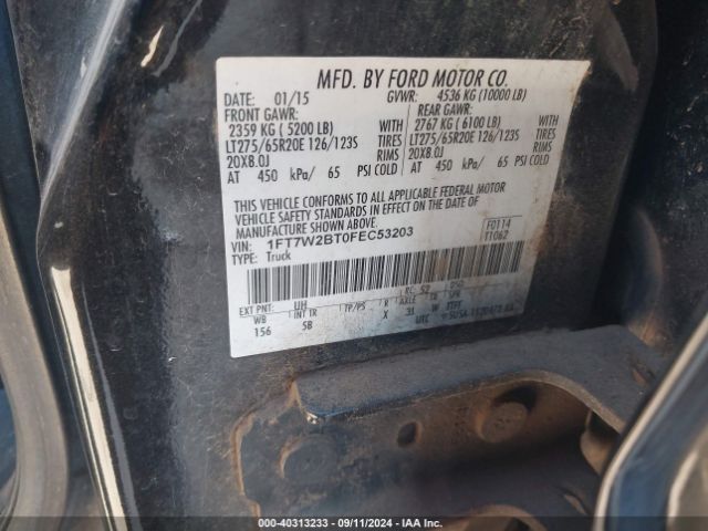 1FT7W2BT0FEC53203 Ford F-250 Lariat