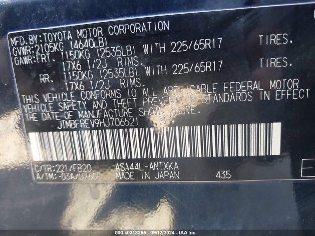 Toyota RAV4 LE 2017 JTMBFREV9HJ706521 Image 9