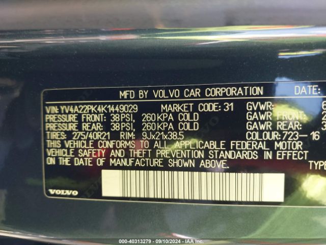 YV4A22PK4K1449029 Volvo Xc90 T6 Momentum