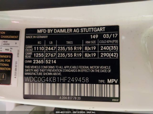 WDC0G4KB1HF249458 Mercedes-Benz Glc 300 4matic