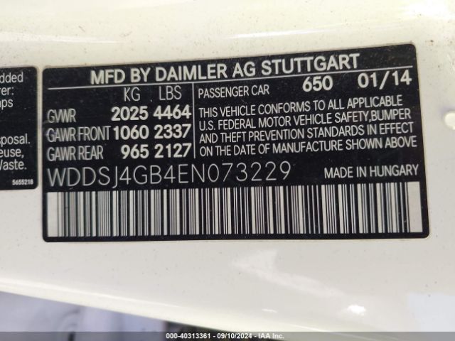 WDDSJ4GB4EN073229 Mercedes-Benz CLA 250 4MATIC