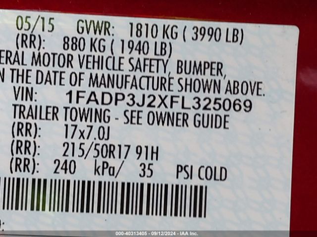 1FADP3J2XFL325069 Ford Focus Titanium