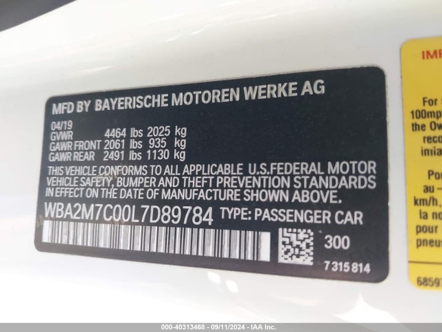 WBA2M7C00L7D89784 BMW 230I