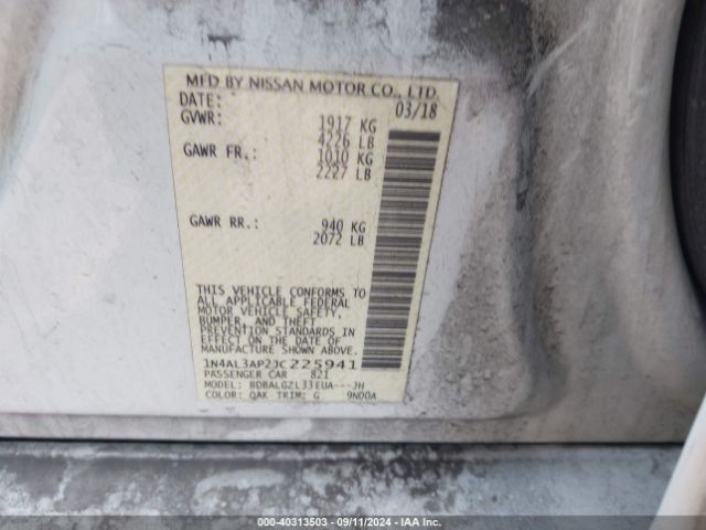 1N4AL3AP2JC225941 Nissan Altima 2.5 S