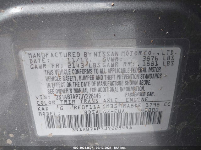 Nissan SENTRA SL 2018 3N1AB7AP7JY228445 Image 9