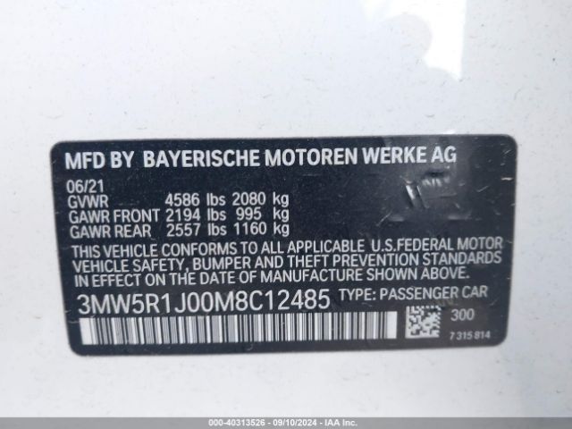 3MW5R1J00M8C12485 BMW 330I