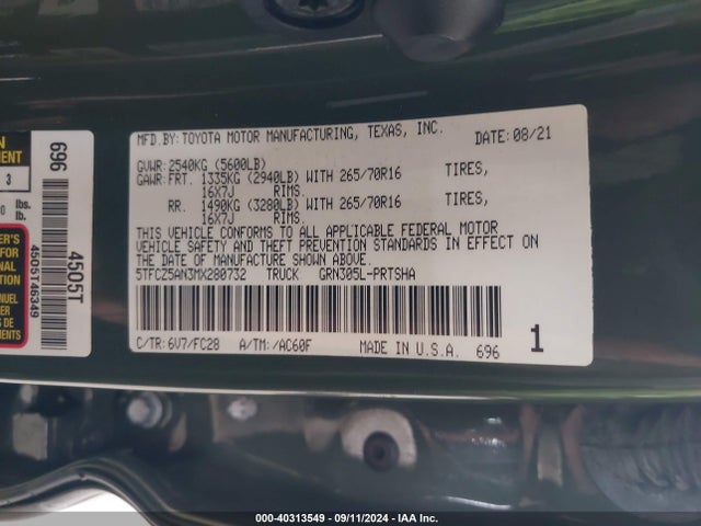 Toyota Tacoma Sr5 V6 2021 5TFCZ5AN3MX280732 Image 9