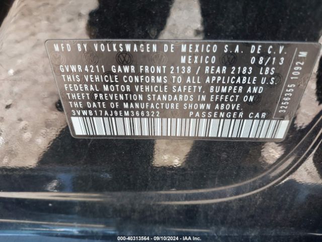 3VWB17AJ9EM366322 Volkswagen Jetta 1.8t Se