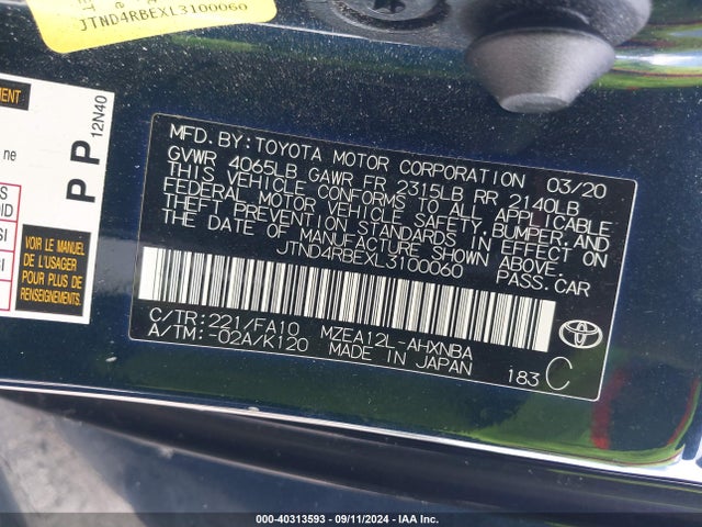 Toyota COROLLA SE 2020 JTND4RBEXL3100060 Image 9
