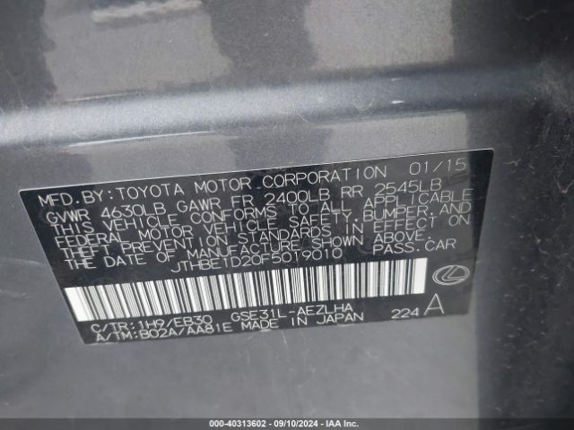 JTHBE1D20F5019010 Lexus IS 350