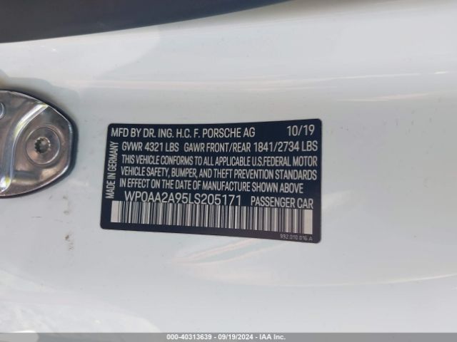 2020 PORSCHE 911 WP0AA2A95LS205171 Photo 8
