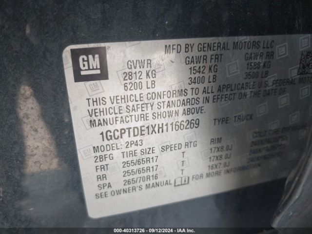 1GCPTDE1XH1166269 Chevrolet Colorado Z71
