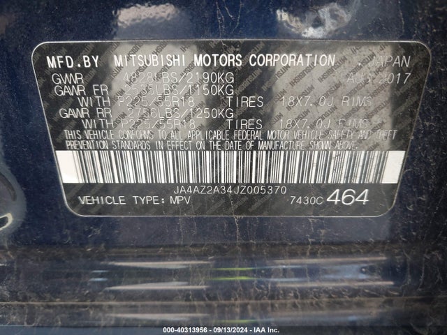 2018 MITSUBISHI OUTLANDER JA4AZ2A34JZ005370 Photo 8