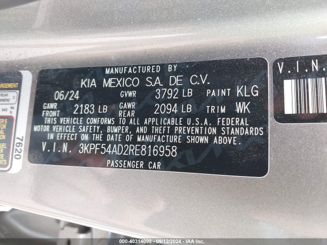 KIA Forte Gt-line 2024 3KPF54AD2RE816958 Image 9