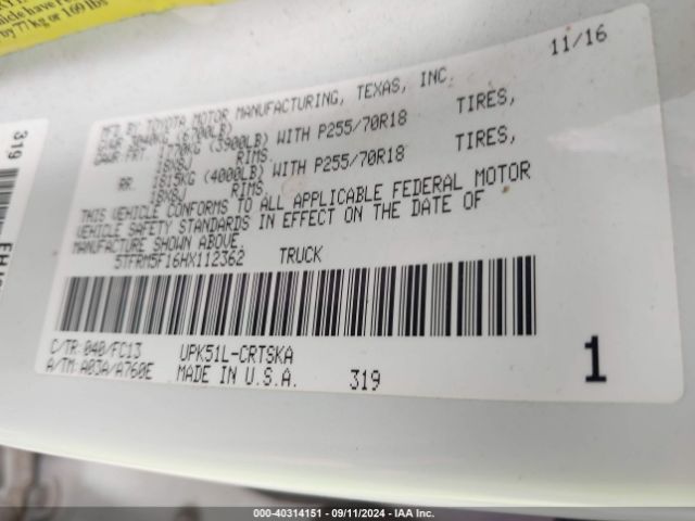5TFRM5F16HX112362 Toyota Tundra Sr5 4.6l V8