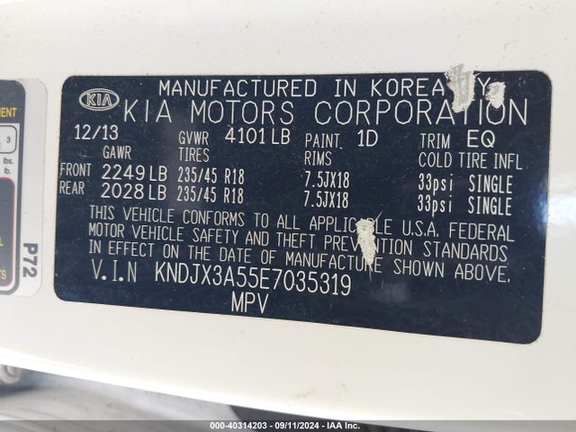 KIA Soul ! 2014 KNDJX3A55E7035319 Image 9