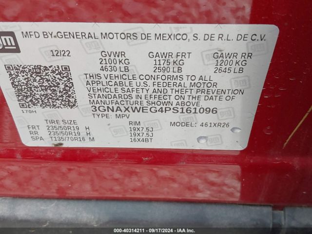 3GNAXWEG4PS161096 Chevrolet Equinox Awd Rs
