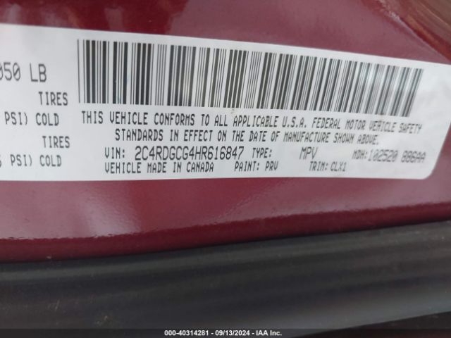 2C4RDGCG4HR616847 Dodge Grand Caravan Sxt
