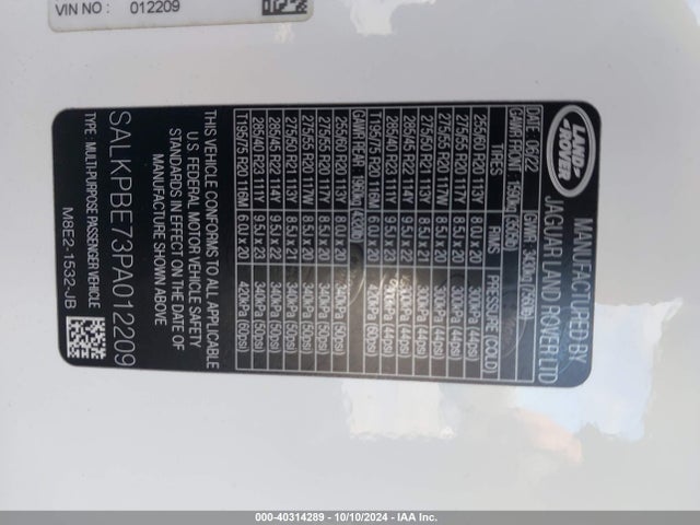 SALKPBE73PA012209 Land Rover Range Rover P530 Se