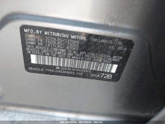 2018 MITSUBISHI MIRAGE ML32A3HJ8JH014805 Photo 8