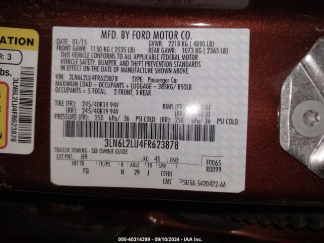 3LN6L2LU4FR623878 Lincoln MKZ HYBRID