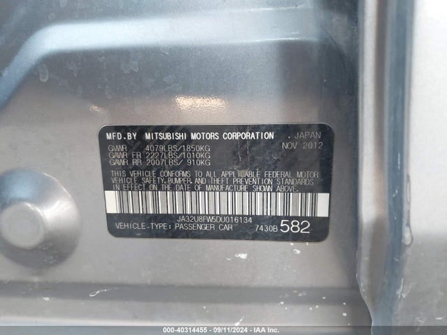2013 MITSUBISHI LANCER JA32U8FW5DU016134 Photo 8
