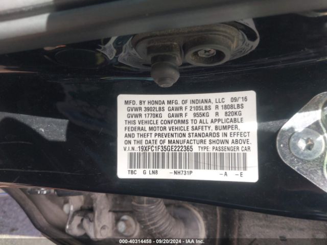 19XFC1F35GE222365 Honda Civic Ex-t