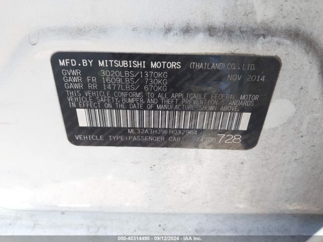 ML32A3HJ9FH032964 Mitsubishi Mirage De/rf