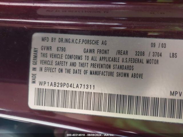 2004 PORSCHE CAYENNE WP1AB29P04LA71311 Photo 8
