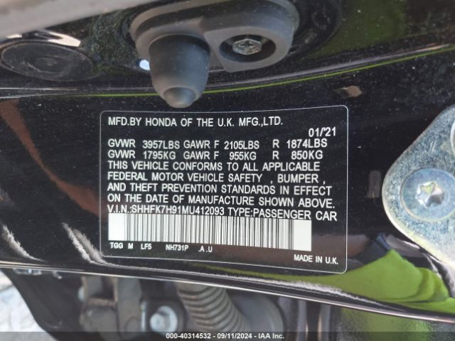 SHHFK7H91MU412093 Honda Civic Sport Touring