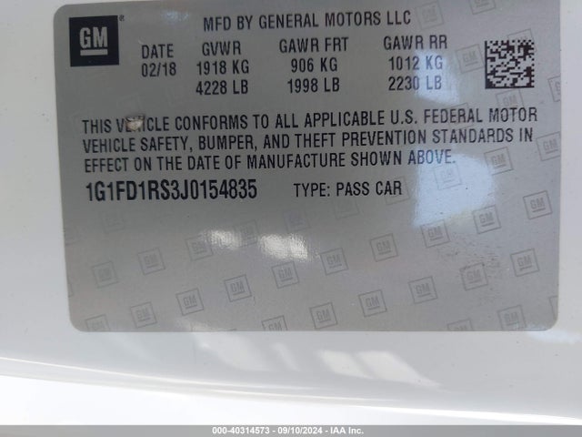 Chevrolet Camaro 2lt 2018 1G1FD1RS3J0154835 Image 9