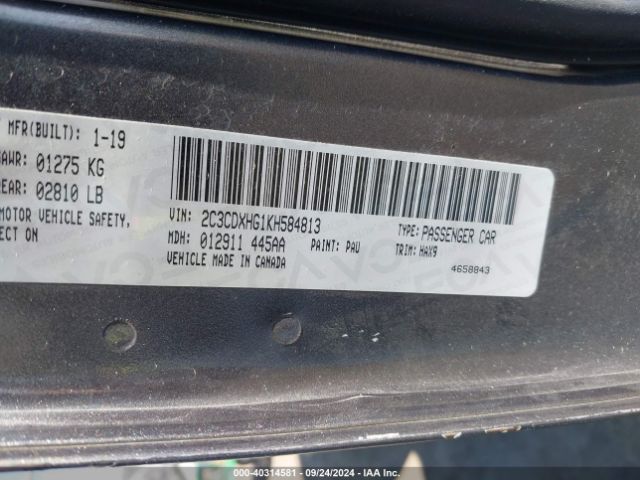 2C3CDXHG1KH584813 Dodge Charger Gt Rwd