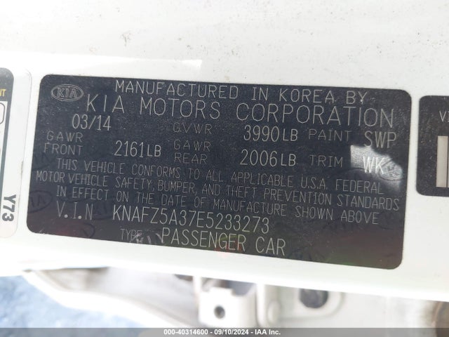 KIA FORTE SX 2014 KNAFZ5A37E5233273 Image 9