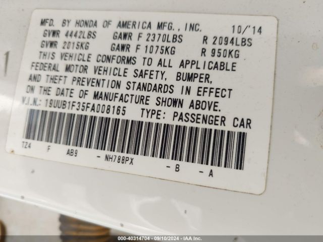 19UUB1F35FA008165 Acura TLX