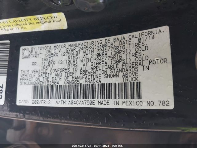 3TMJU4GNXEM163504 Toyota Tacoma Prerunner V6