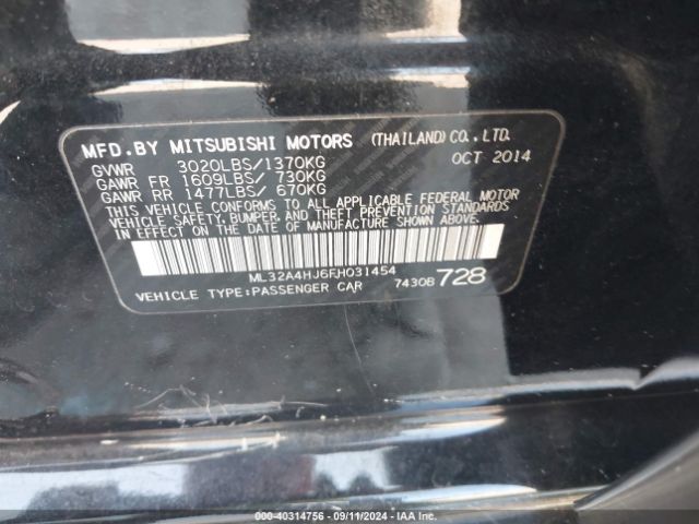 ML32A4HJ6FH031454 Mitsubishi Mirage Es/rf