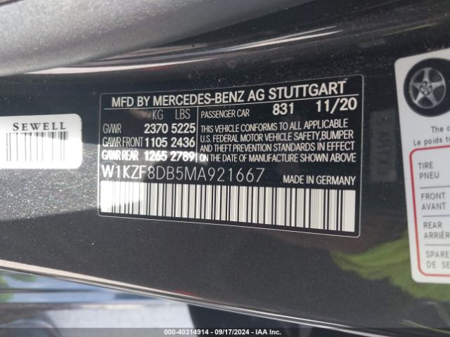 W1KZF8DB5MA921667 Mercedes-Benz E 350