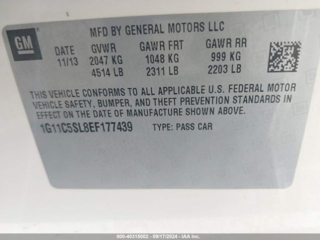 1G11C5SL8EF177439 Chevrolet MALIBU 1LT