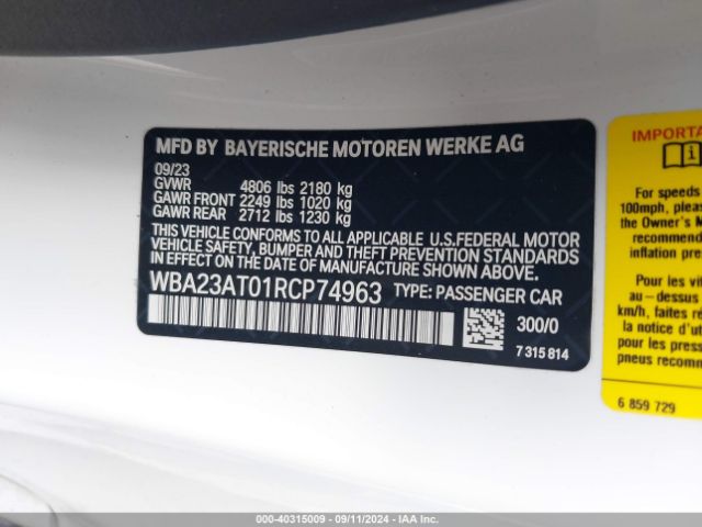 WBA23AT01RCP74963 BMW 4 Series 430i