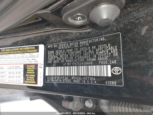 Toyota CAMRY SE 2014 4T1BF1FK7EU438449 Image 9