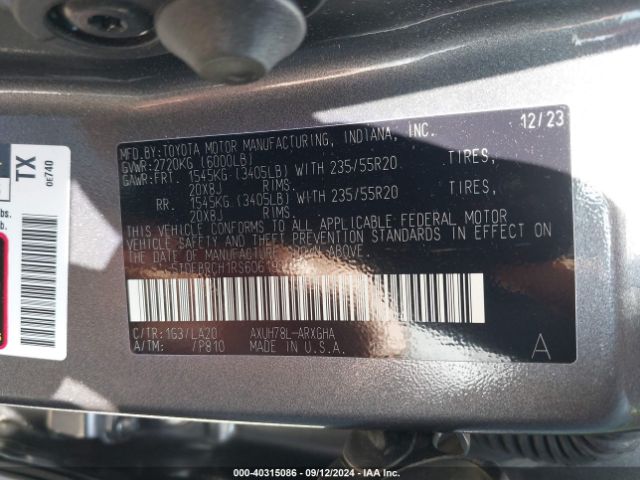 5TDEBRCH1RS606195 Toyota Highlander Hybrid Platinum