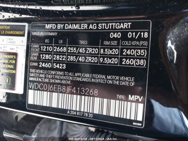 WDC0J6EB8JF413268 Mercedes-Benz Amg Glc 43 Coupe 4matic