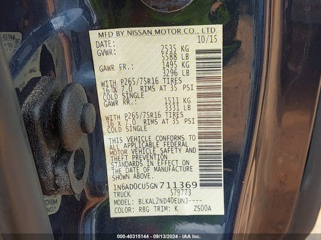 Nissan Frontier Desert Runner 2016 1N6AD0CU5GN711369 Image 9
